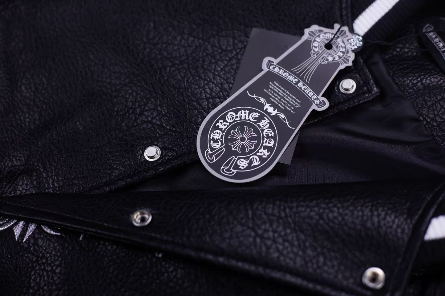 Chrome Hearts Bestickte Ärmel Varsity Jacke - Schwarzer Streetwear Mantel 5577