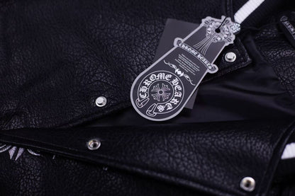 Chrome Hearts Bestickte Ärmel Varsity Jacke - Schwarzer Streetwear Mantel 5577