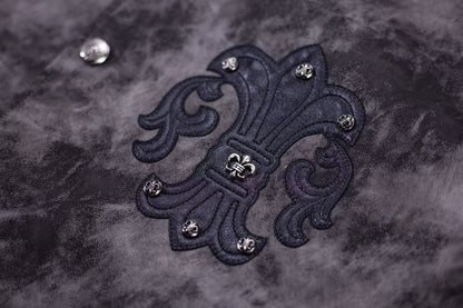 Chrome Hearts Fleur-de-lis Patch Varsity Jacke - Grau Tie-dye Oberbekleidung A5588
