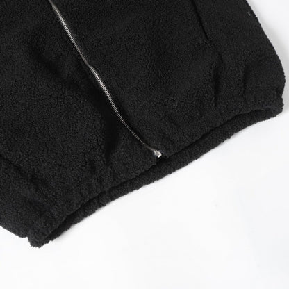 Chrome Hearts Horseshoe Bestickte Sherpa Jacke - Schwarz Cremefarbener Gothic Mantel 825