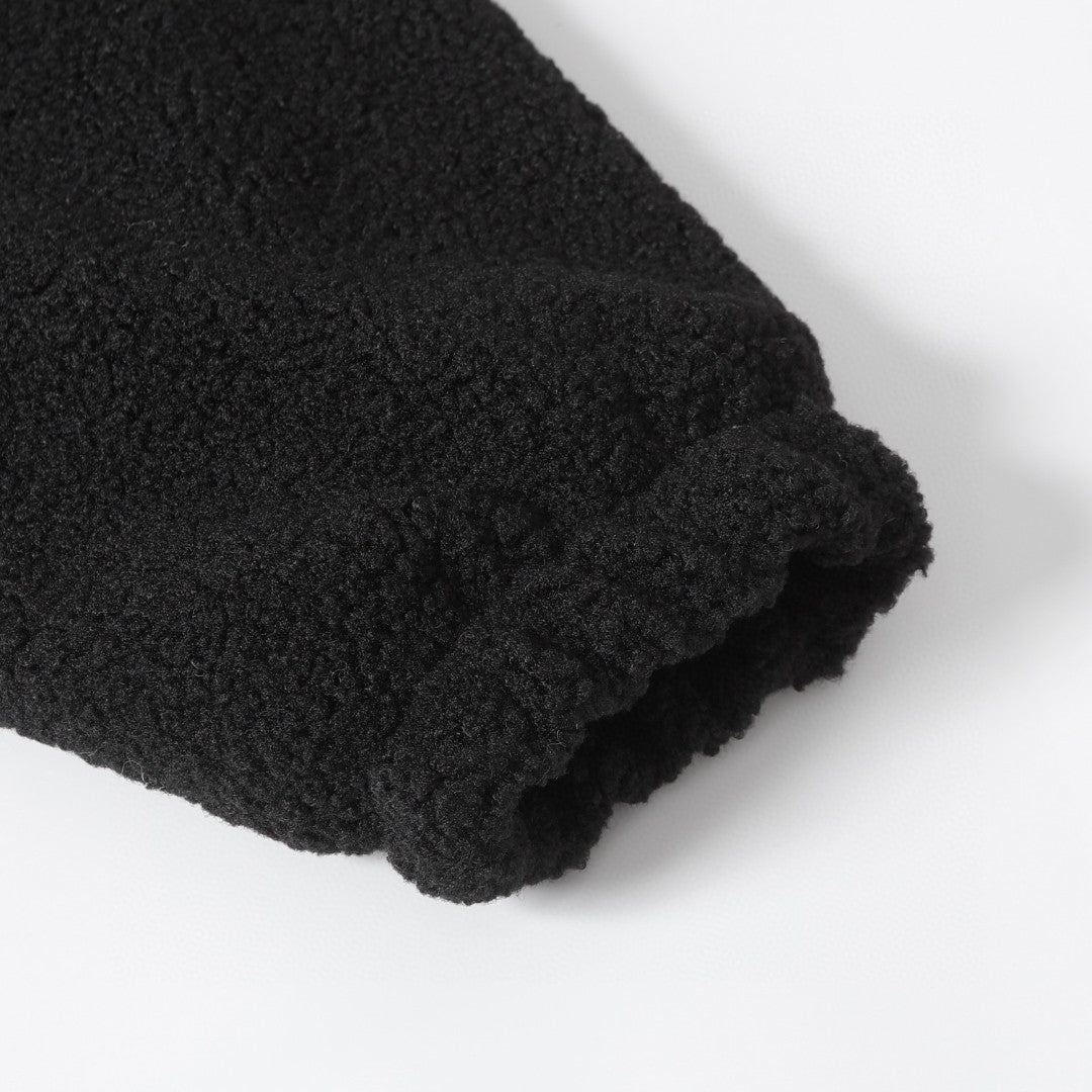 Chrome Hearts Horseshoe Bestickte Sherpa Jacke - Schwarz Cremefarbener Gothic Mantel 825