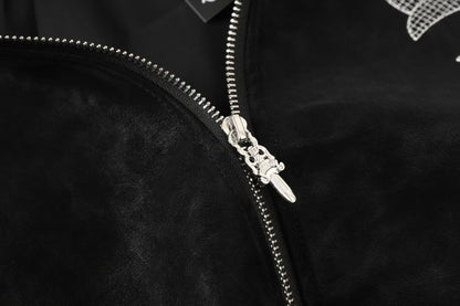 Chrome Hearts Hufeisenkreuz-Jacke - Schwarz Street Bestickter Mantel 8800
