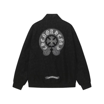 Chrome Hearts Hufeisenkreuz-Jacke - Schwarz Street Bestickter Mantel 8800