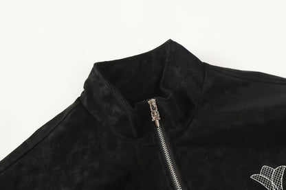 Chrome Hearts Hufeisenkreuz-Jacke - Schwarz Street Bestickter Mantel 8800