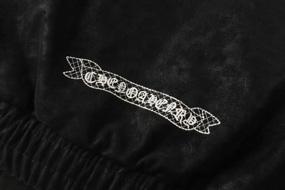 Chrome Hearts Hufeisenkreuz-Jacke - Schwarz Street Bestickter Mantel 8800