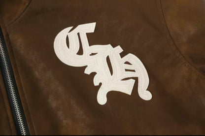 Veste en daim à croix Chrome Hearts - Vêtement d'extérieur streetwear gothique marron 8833