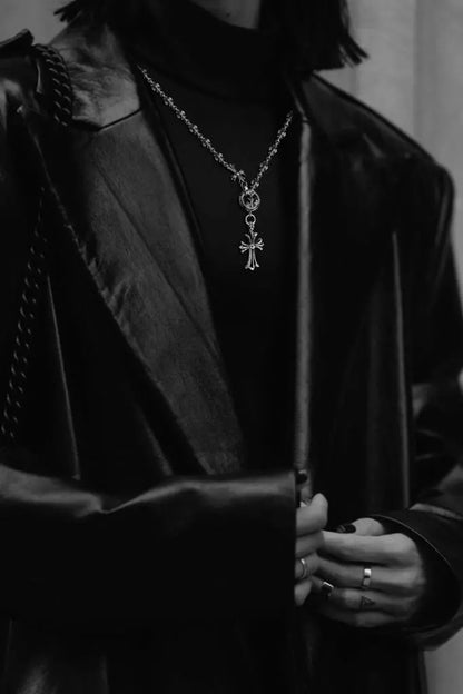 Chrome Hearts KREUZ- UND BABYFAT-ANHÄNGER MIT TINY E CH PLUS KETTE MIT KREIDESTEINEN