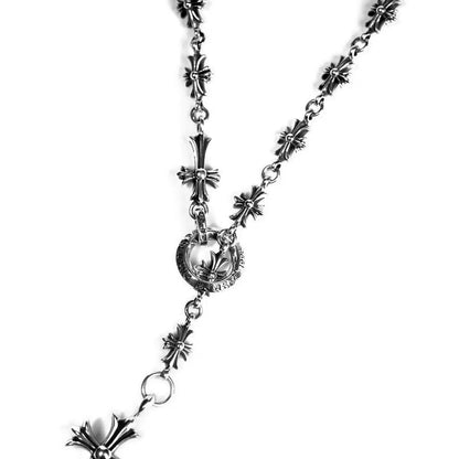 Chrome Hearts KREUZ- UND BABYFAT-ANHÄNGER MIT TINY E CH PLUS KETTE MIT KREIDESTEINEN