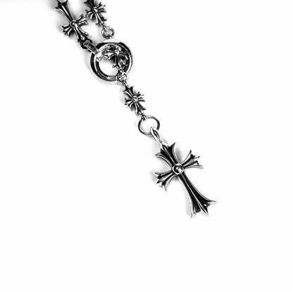 Chrome Hearts KREUZ- UND BABYFAT-ANHÄNGER MIT TINY E CH PLUS KETTE MIT KREIDESTEINEN