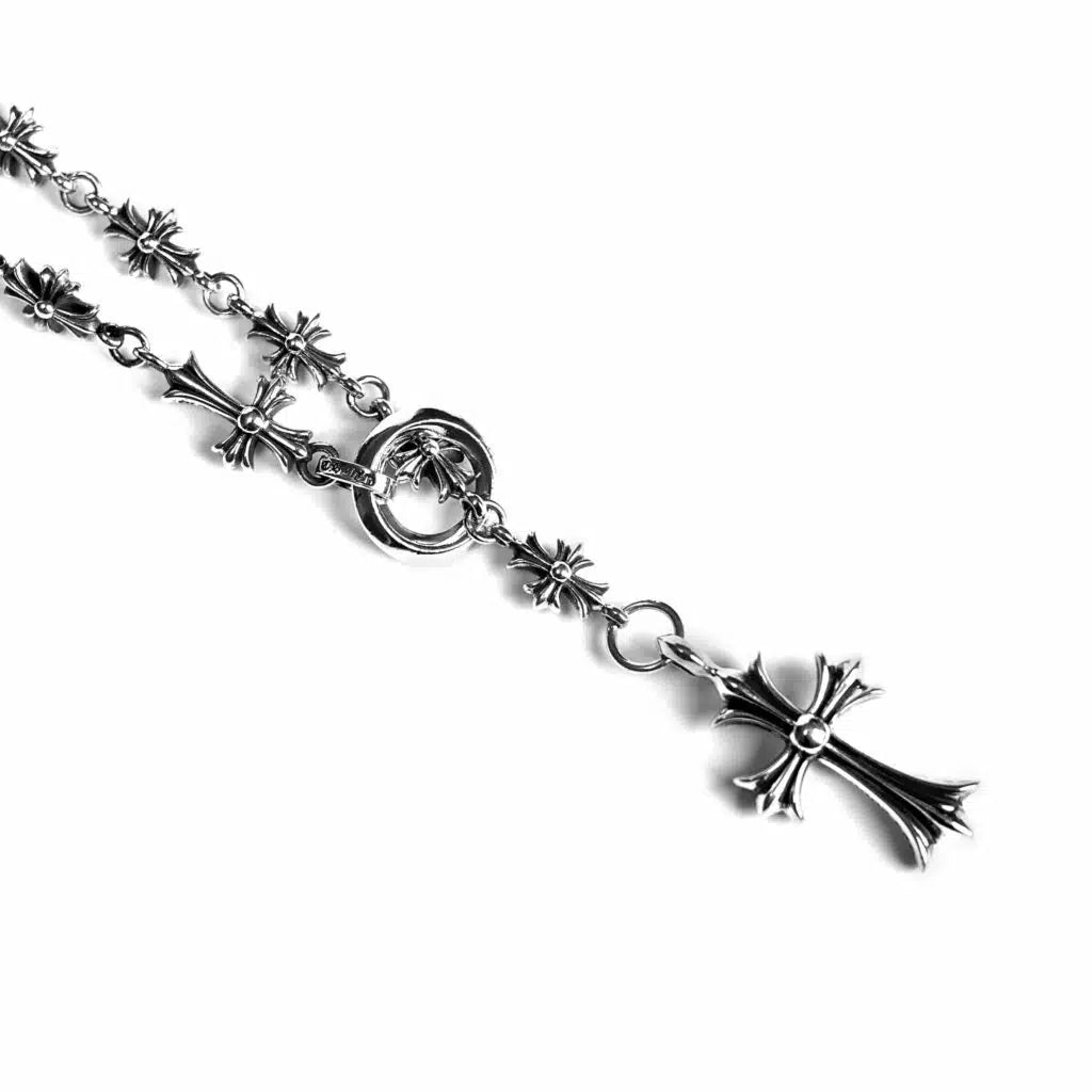 Chrome Hearts KREUZ- UND BABYFAT-ANHÄNGER MIT TINY E CH PLUS KETTE MIT KREIDESTEINEN