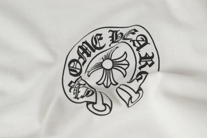 Chrome Hearts Logo Flag Long Sleeve Tee - Black White Gothic Street T-Shirt K2126