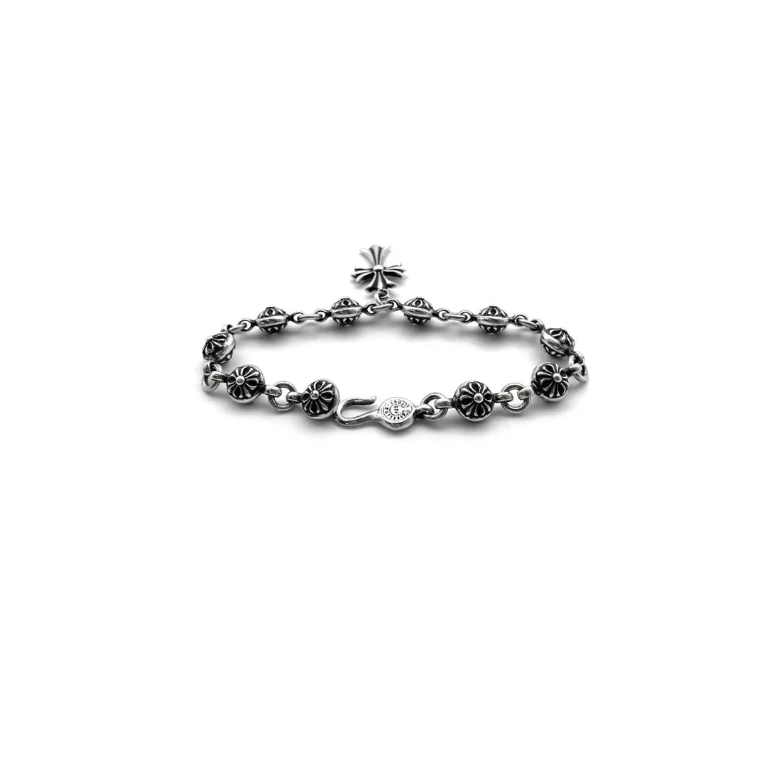 Chrome Hearts Silbernes Kreuz Kugel Tiny E Armband