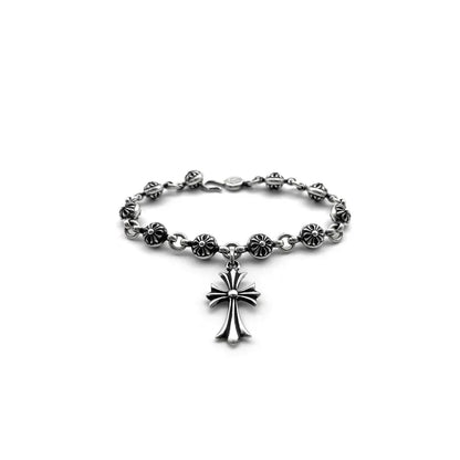 Chrome Hearts Silbernes Kreuz Kugel Tiny E Armband