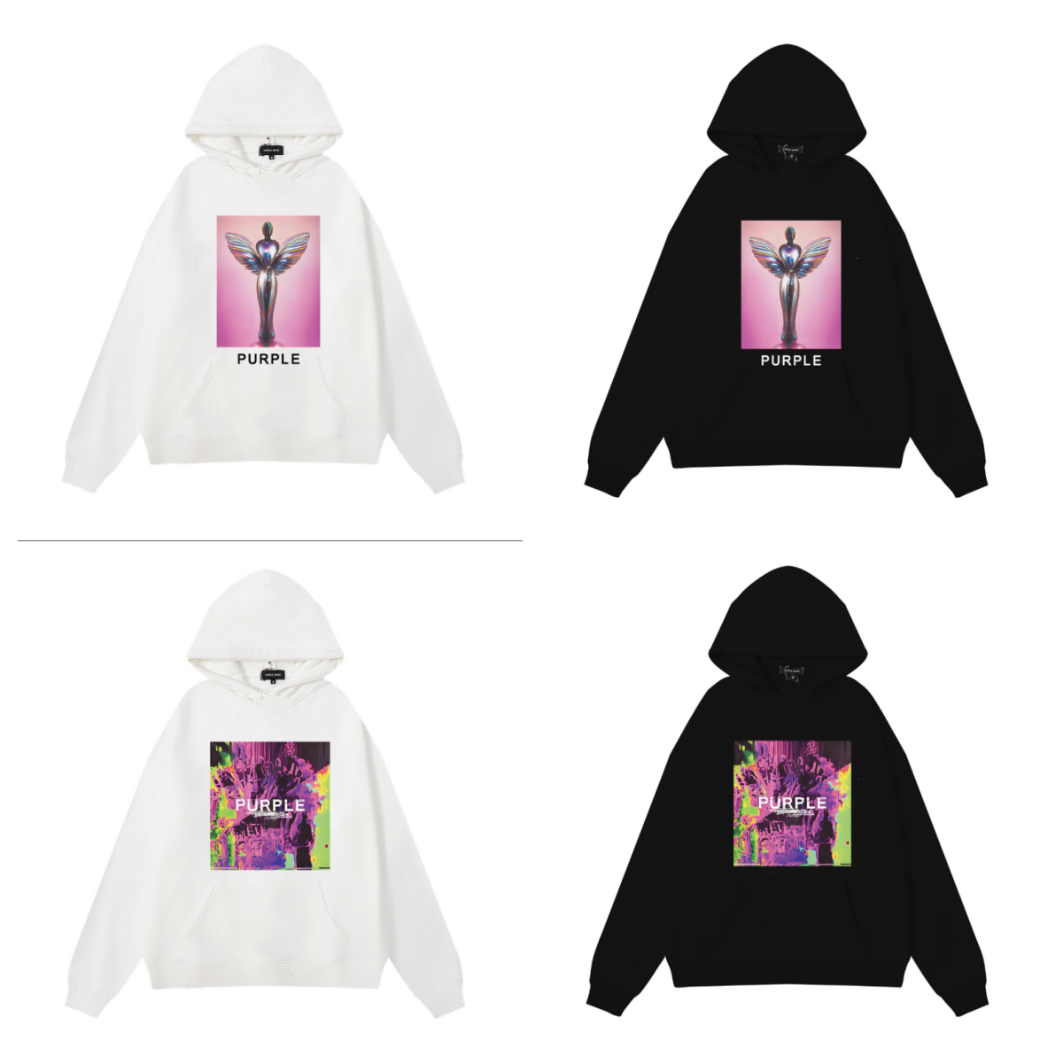 Lila Neuer Hoodie 1980