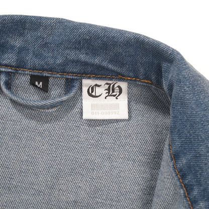 Chrome Hearts Patchwork Jeansjacke – Vintage Blue Gothic Street Jacke 0789