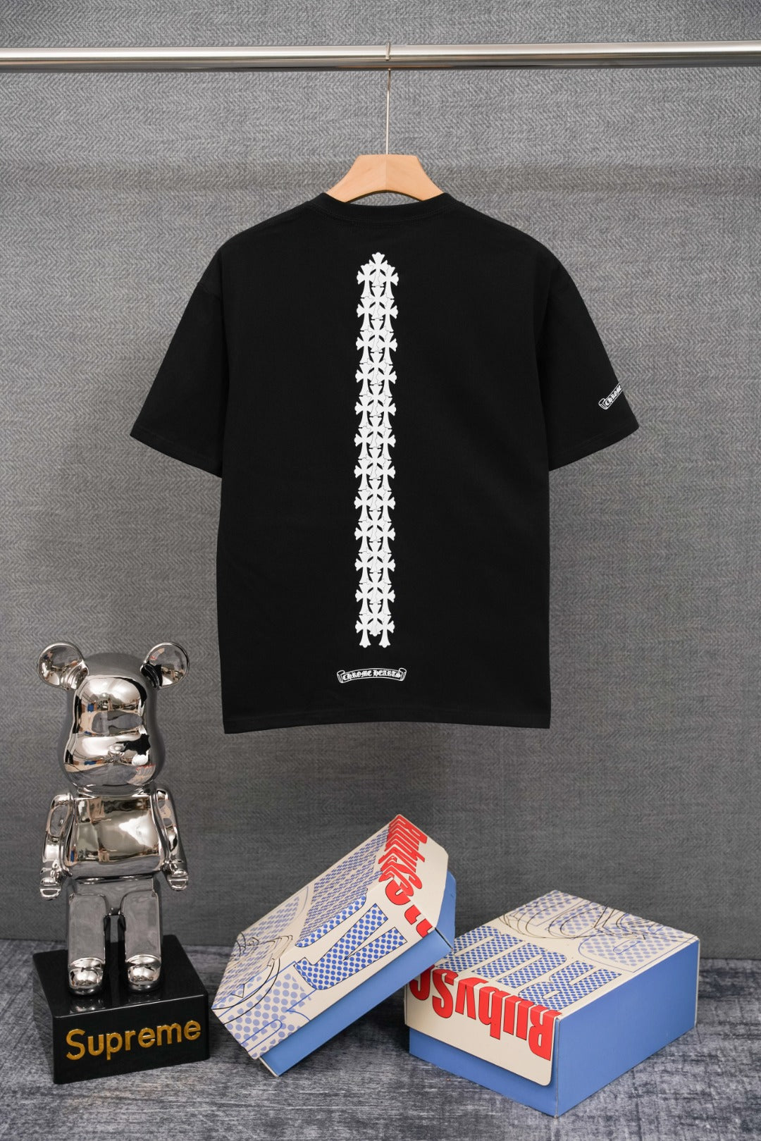 T-shirt à manches courtes côtelé personnalisé Chrome Hearts KT33